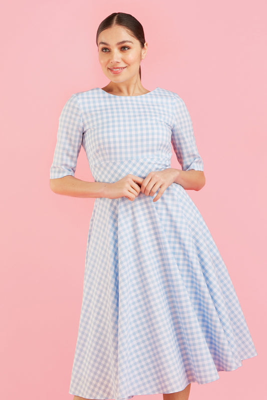 Hepburn Gingham Cotton Swing Dress