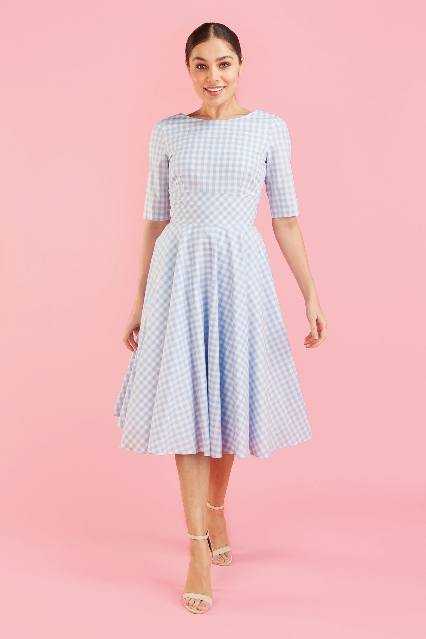 Hepburn Gingham Cotton Swing Dress