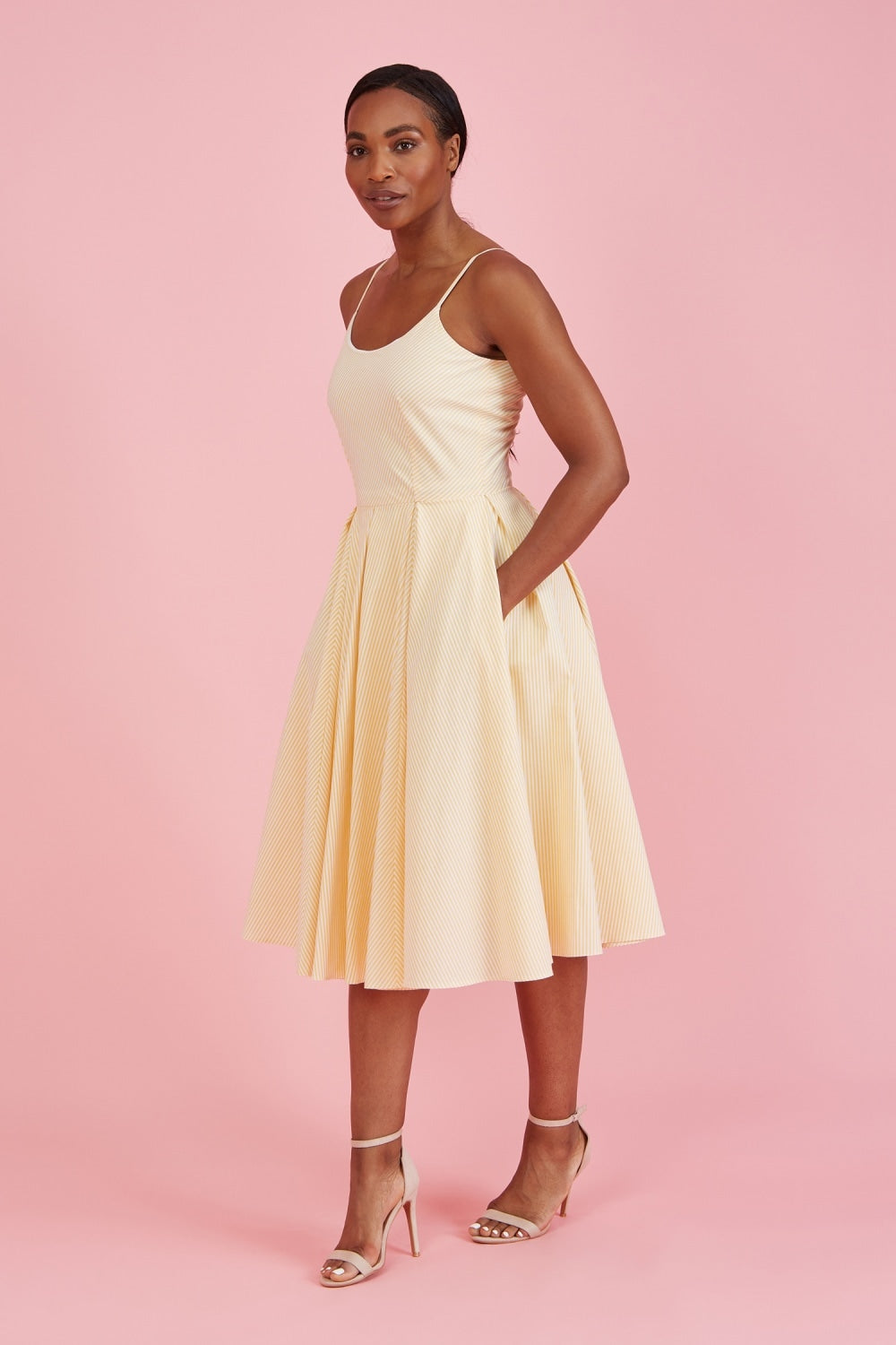 Priscilla Stripe Cotton Midi Dress