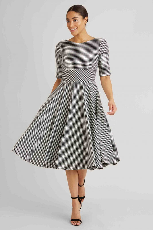 Hepburn Dogtooth Midi Dress