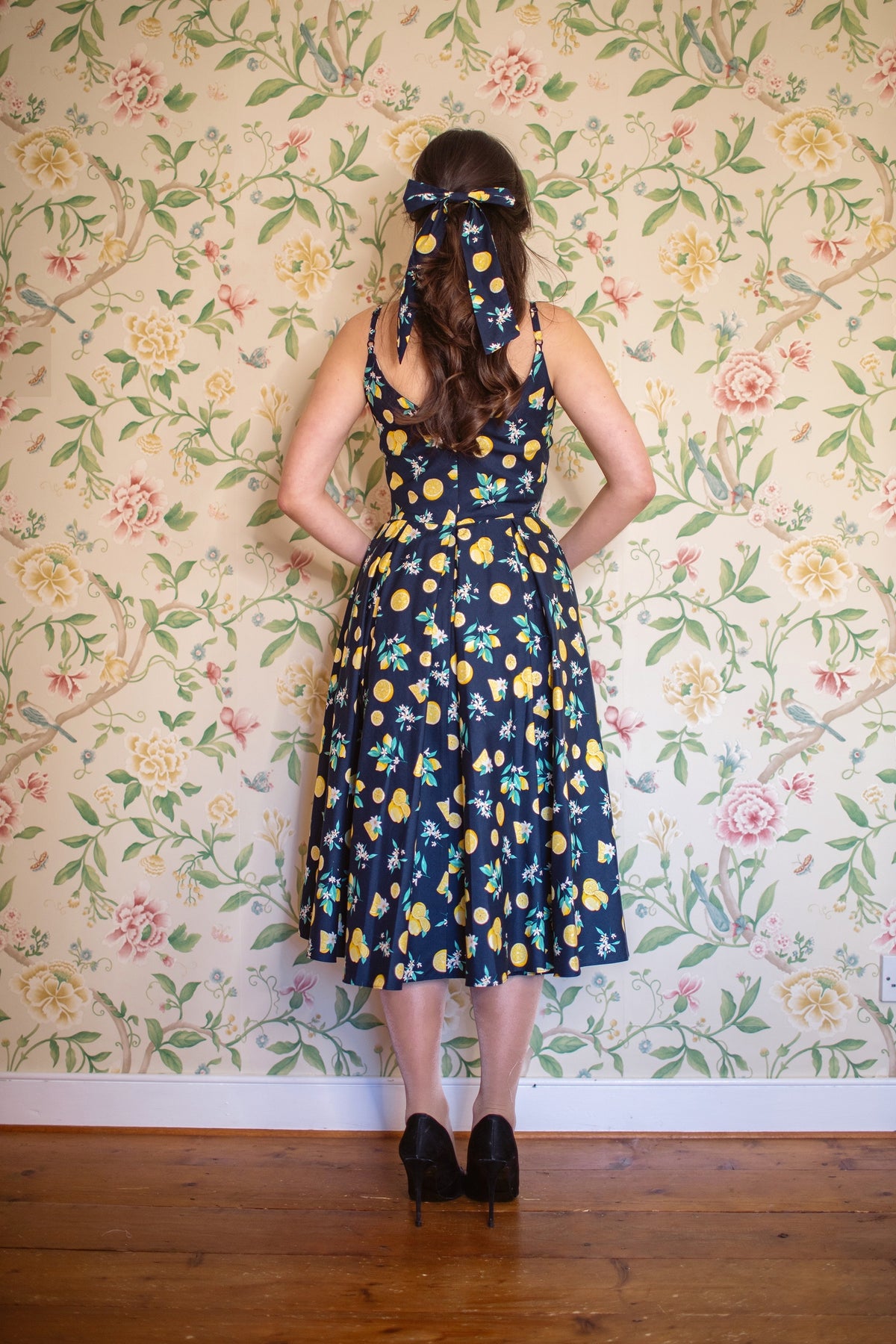 Large Lemon Print Hair Bow