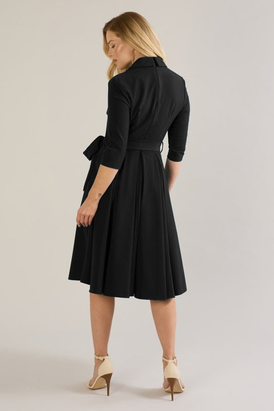 Lucille Faux Wrap Shirt Swing Dress