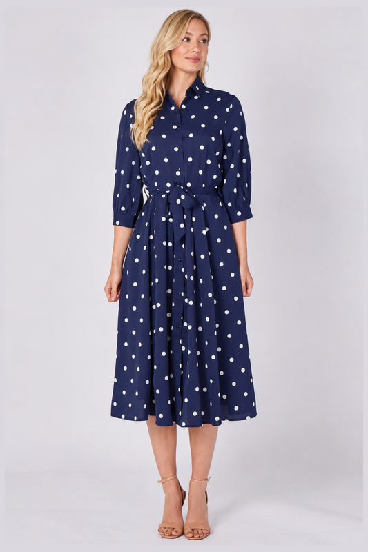 Polka Dot Shirt Midi Dress