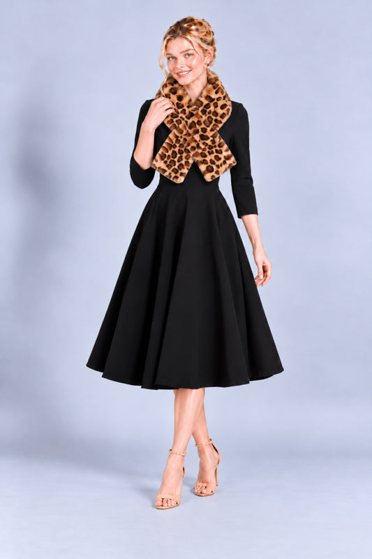 Maple Brown Leopard Print Faux Fur Tippet