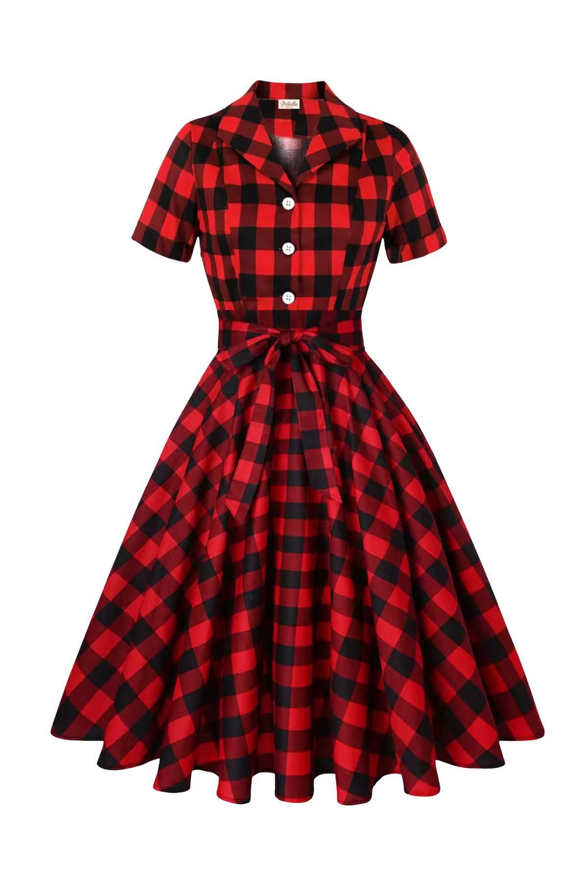 Memphis Red & Black Check Swing Shirt Dress