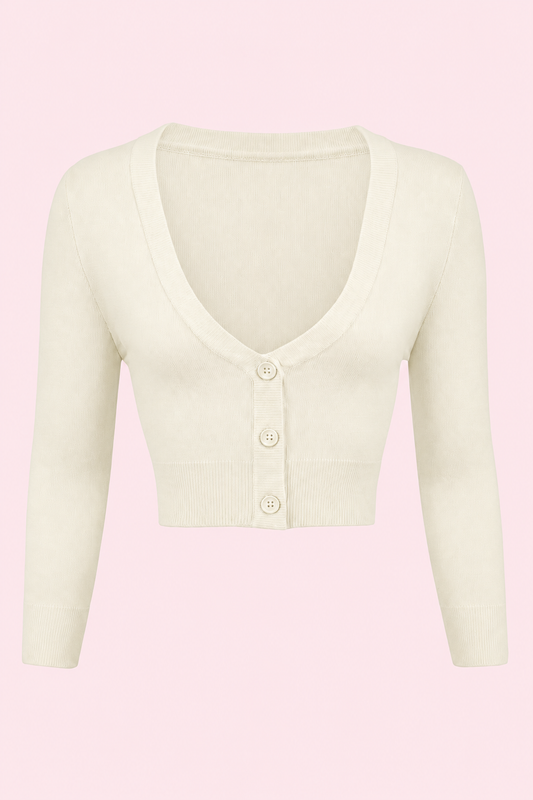 Vintage Cropped ¾ Sleeve Cardigan