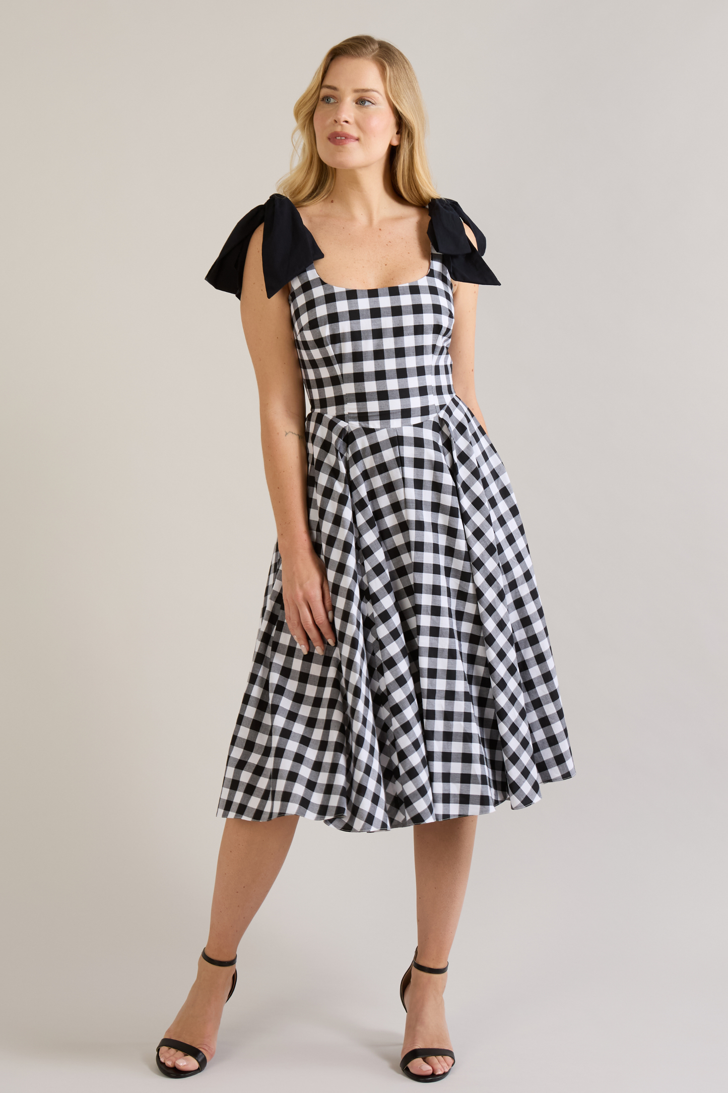 Josephine Gingham Cotton Midi Dress