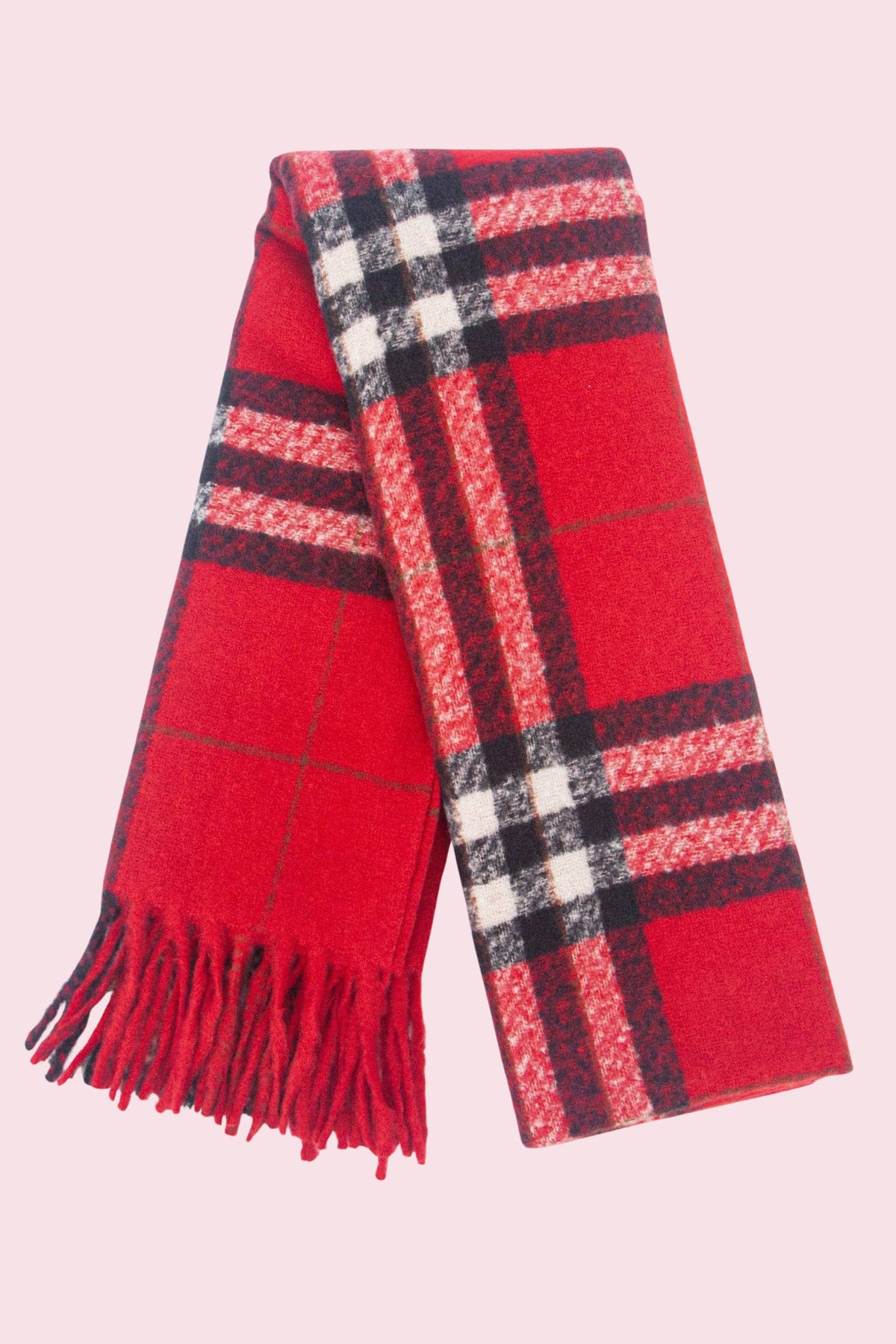 Heavyweight Scarf - Red, Traditional Check