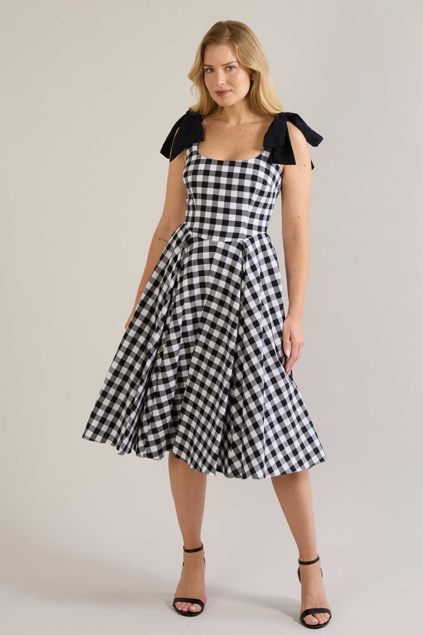 Josephine Gingham Cotton Midi Dress