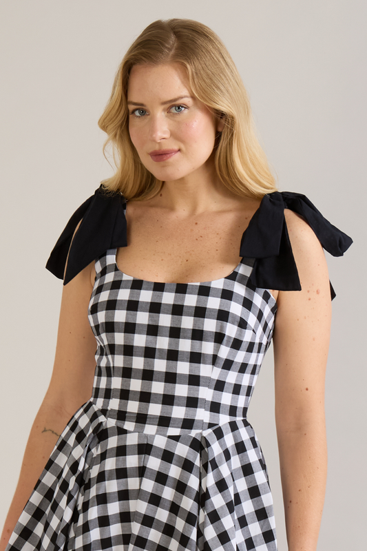 Josephine Gingham Cotton Midi Dress