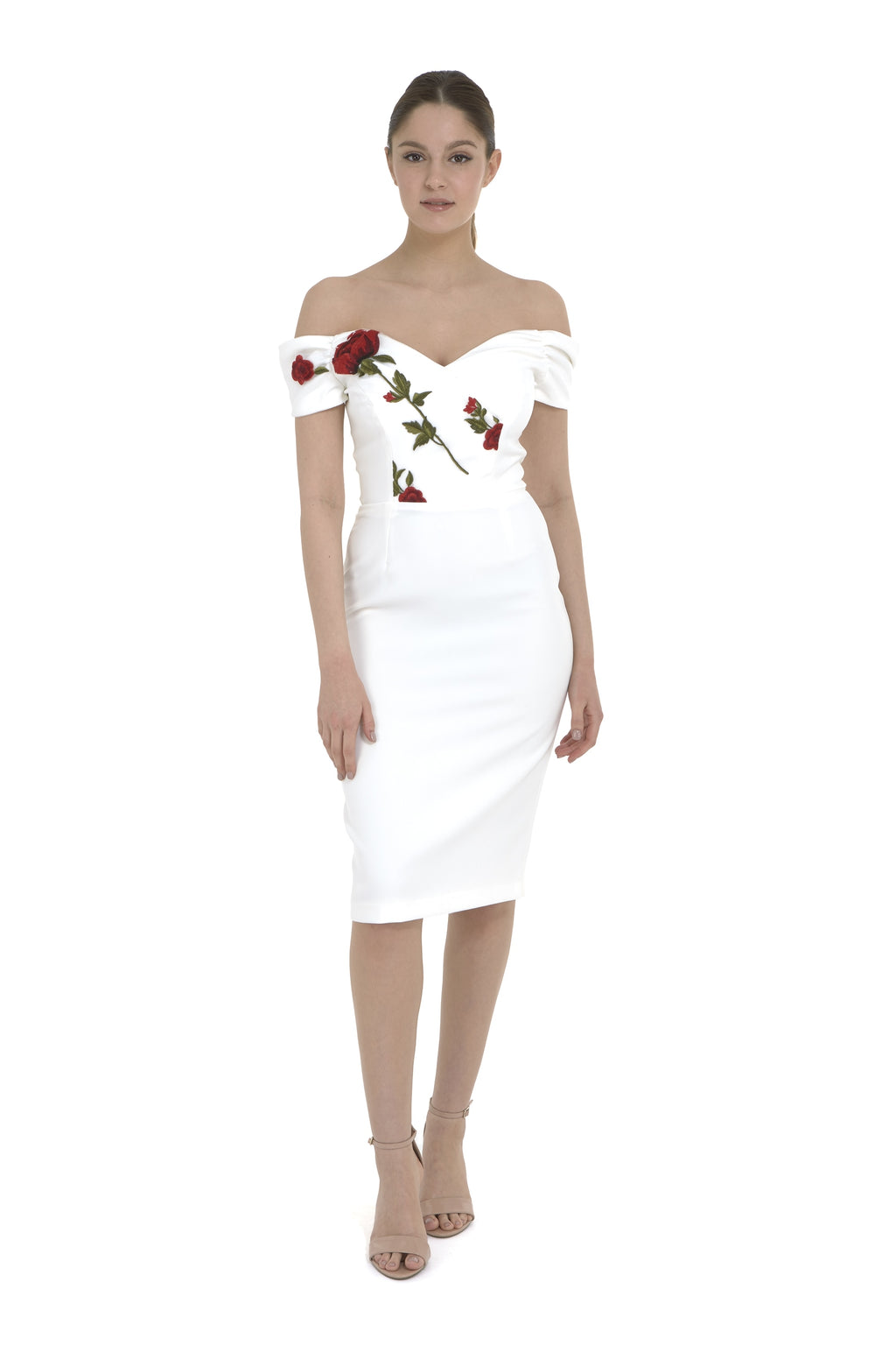 Fatale Embroidered Bodice Pencil Dress