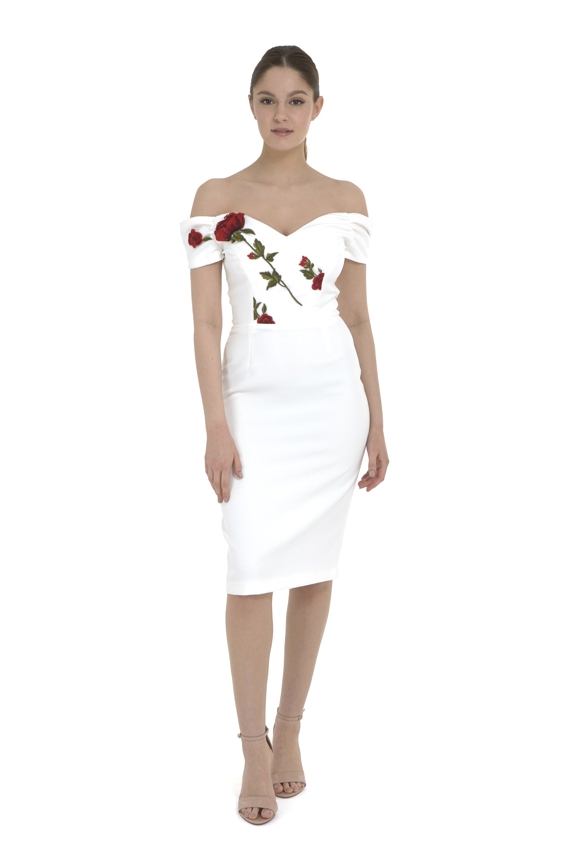 Fatale Embroidered Bodice Pencil Dress