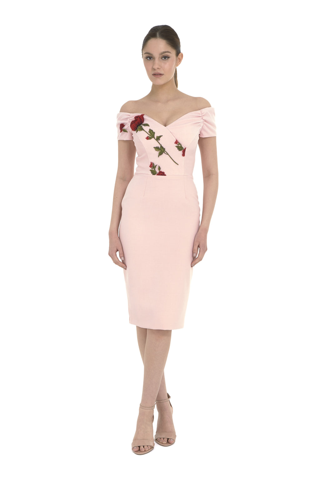 Fatale Embroidered Bodice Pencil Dress