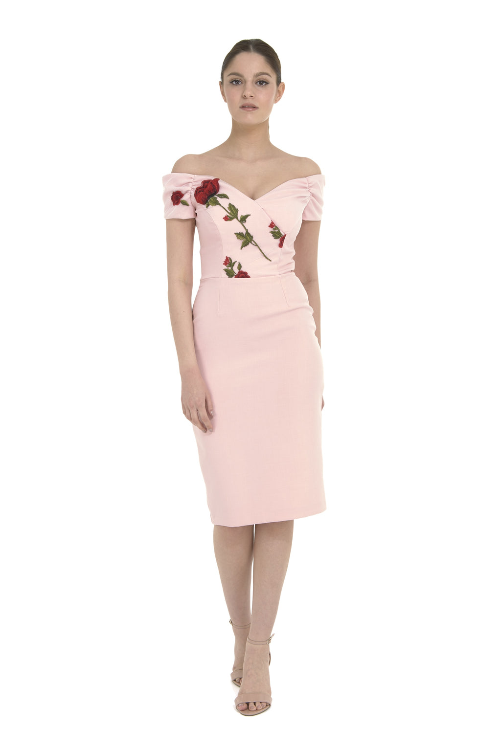 Fatale Embroidered Bodice Pencil Dress
