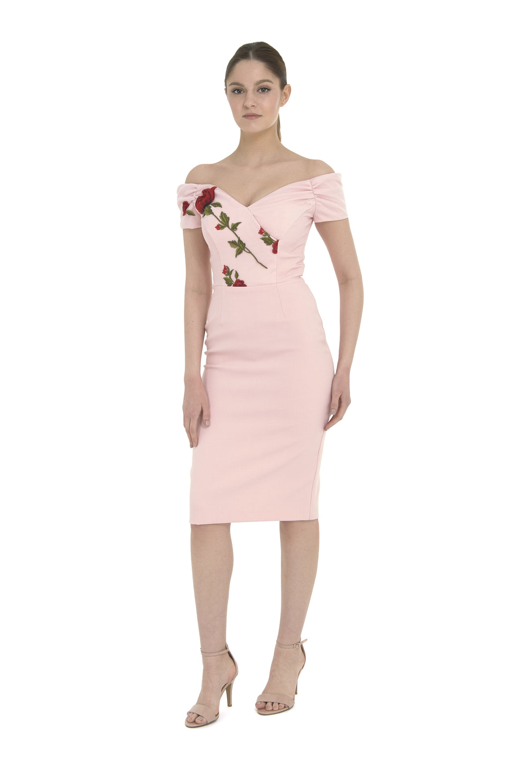 Fatale Embroidered Bodice Pencil Dress