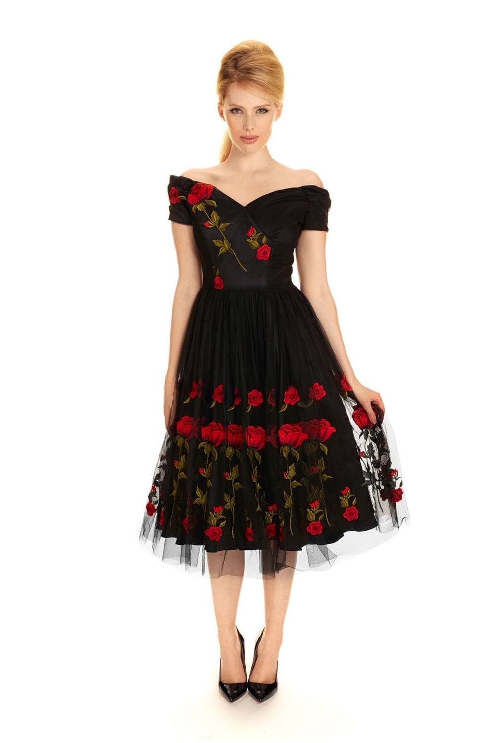 Fatale Embroidered Rose Prom Dress