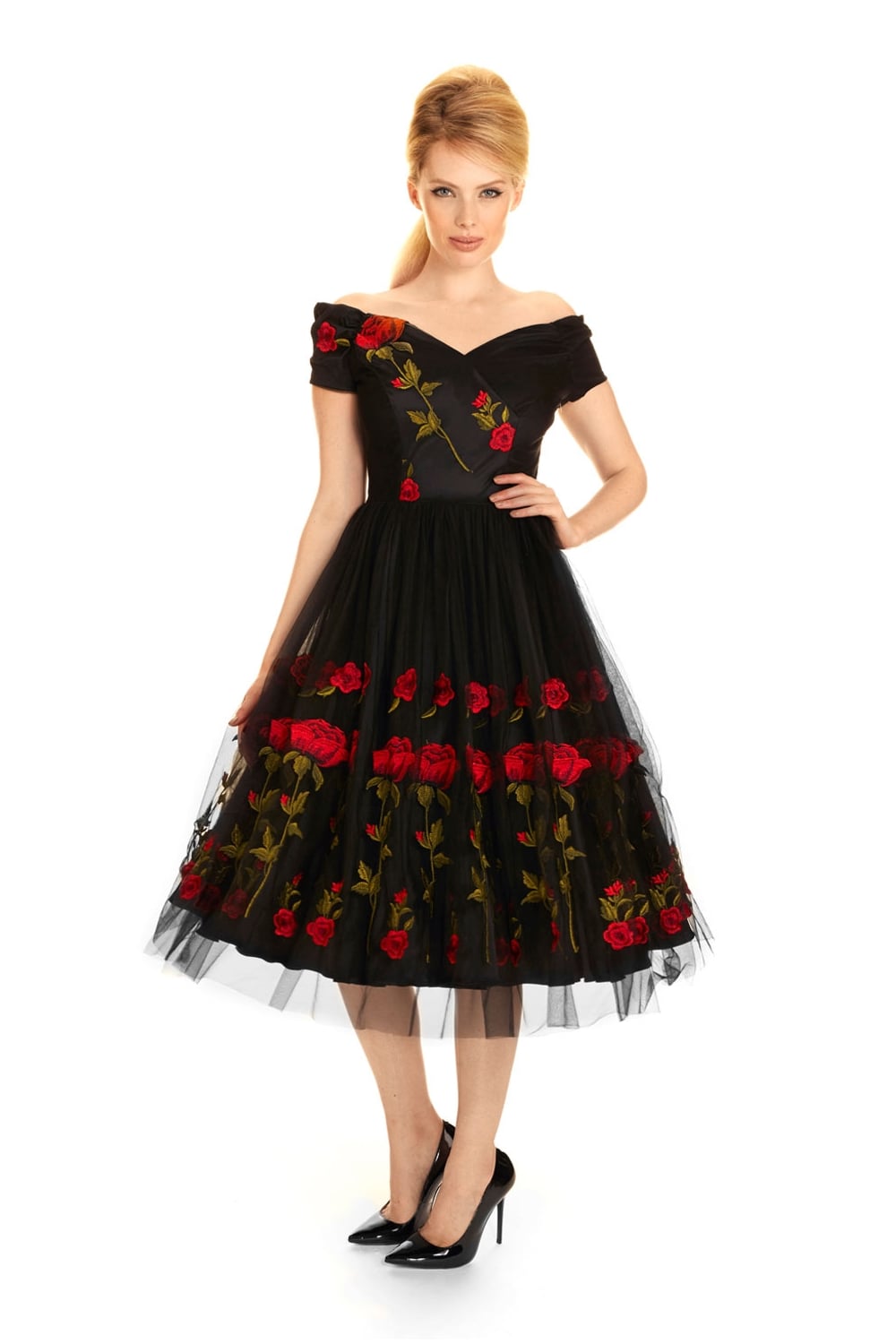 Fatale Embroidered Rose Prom Dress