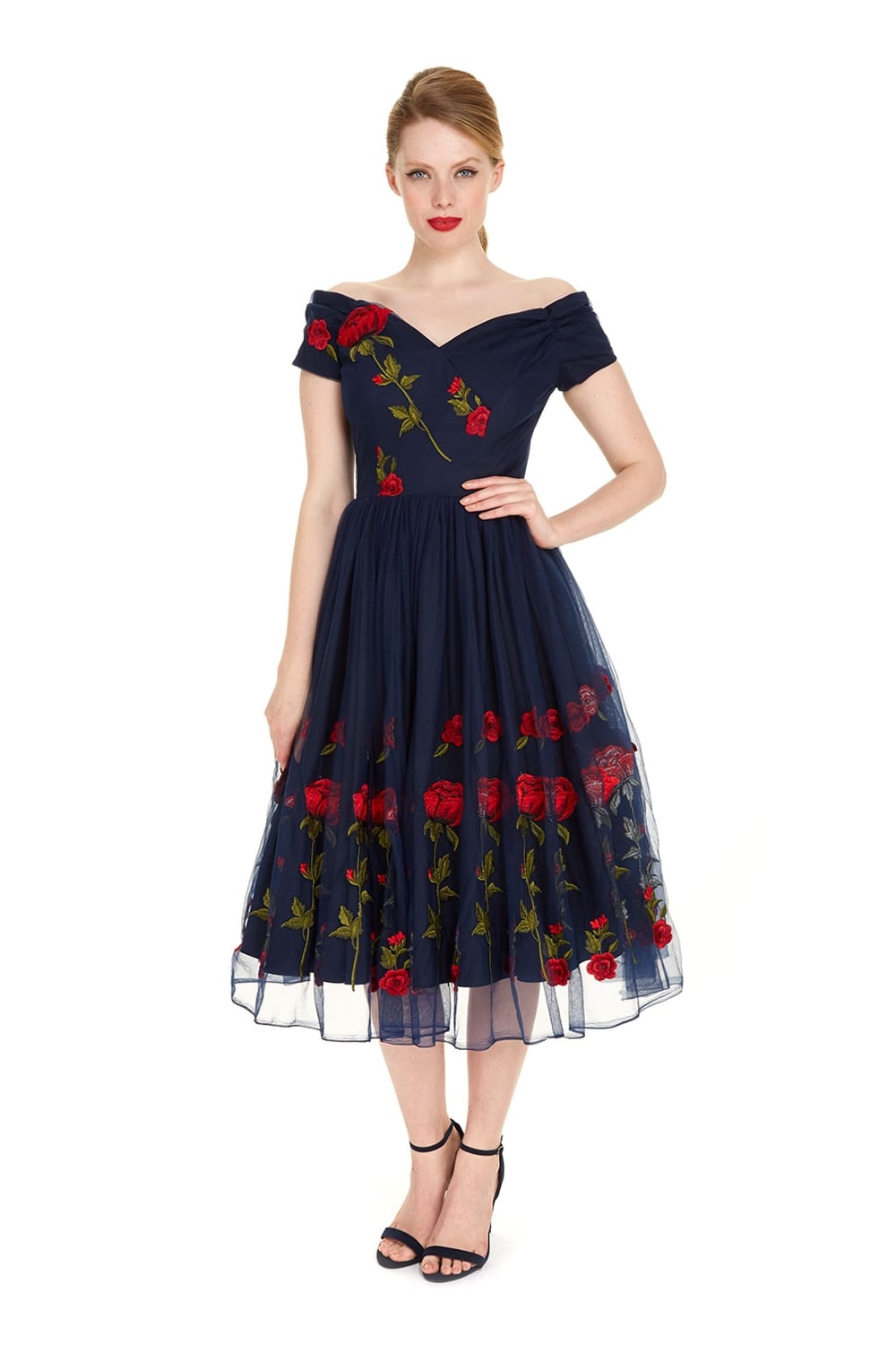 Fatale Embroidered Rose Prom Dress