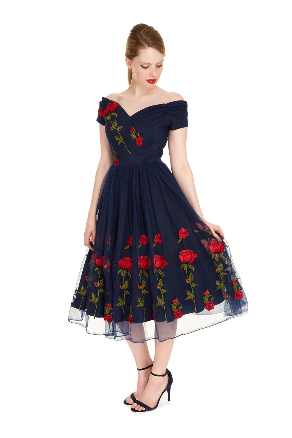 Fatale Embroidered Rose Prom Dress