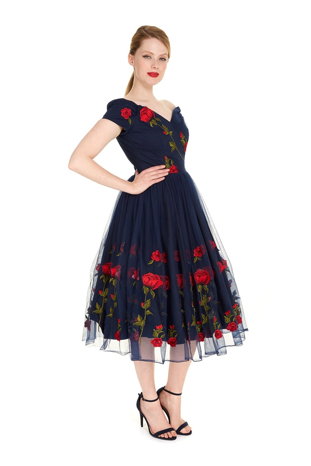 Fatale Embroidered Rose Prom Dress