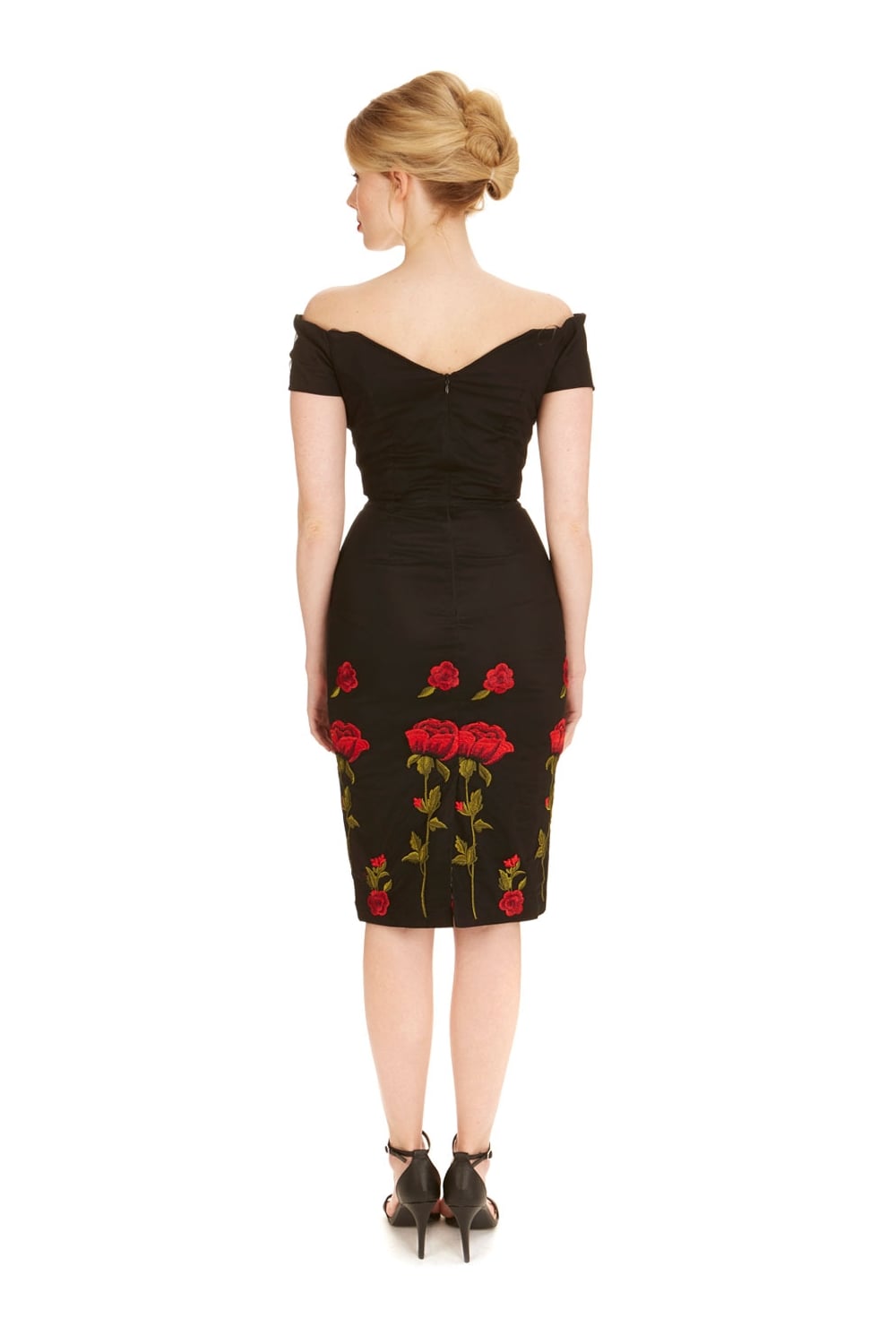 Fatale Embroidered Rose Pencil Dress