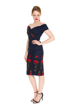 Fatale Embroidered Rose Pencil Dress