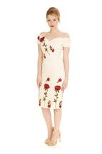 Fatale Embroidered Rose Pencil Dress