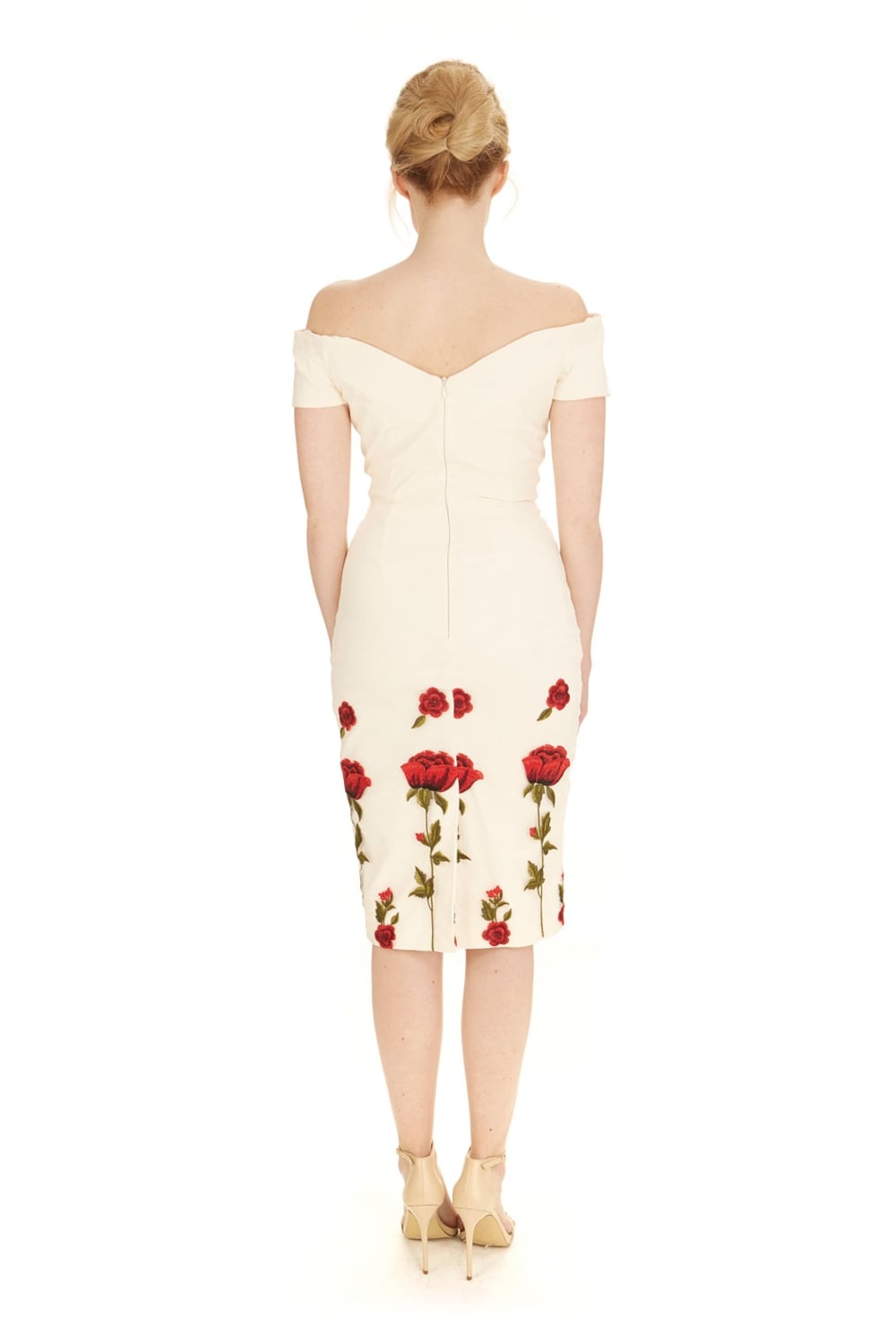 Fatale Embroidered Rose Pencil Dress