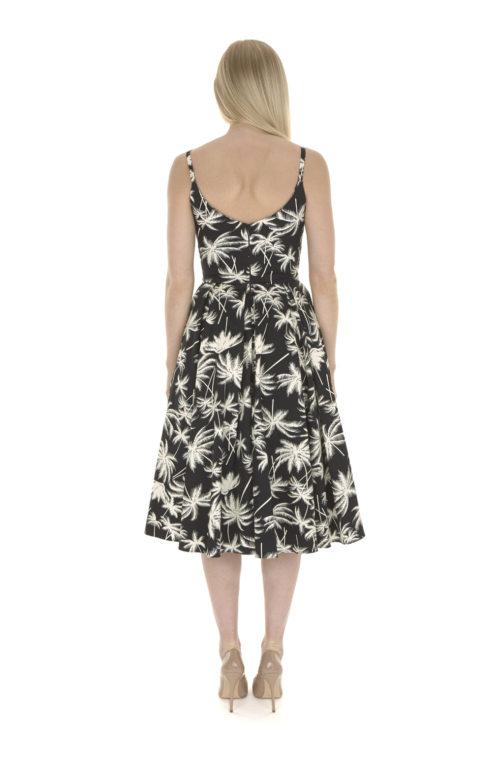 Priscilla Retro Palm Midi Dress