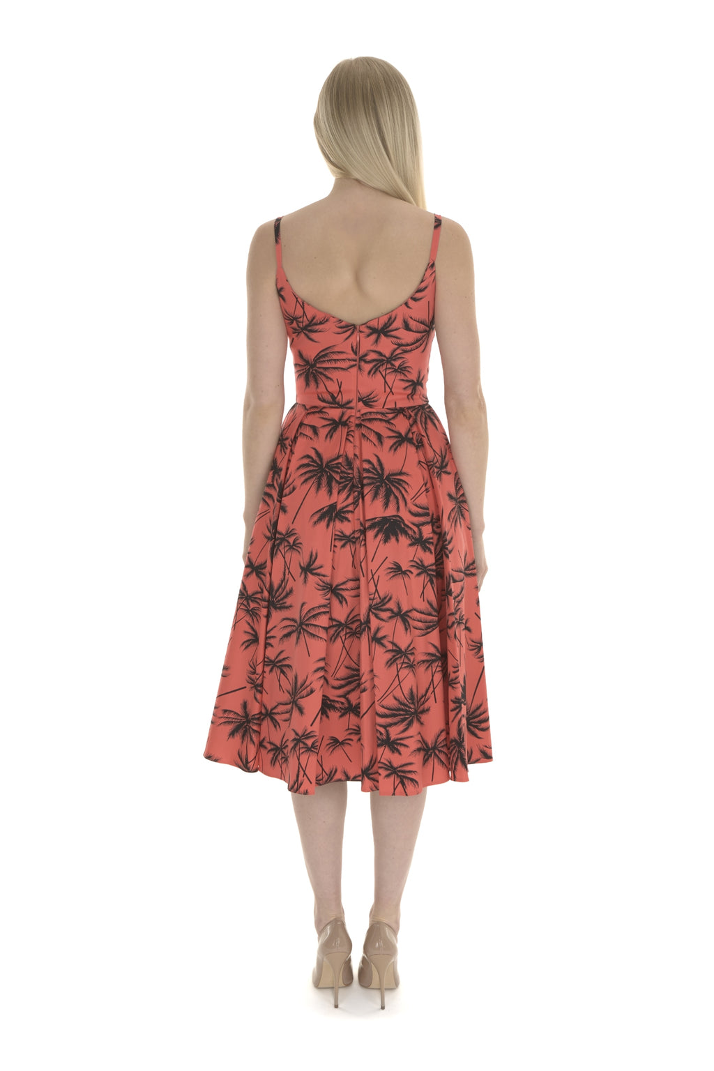 Priscilla Retro Palm Midi Dress