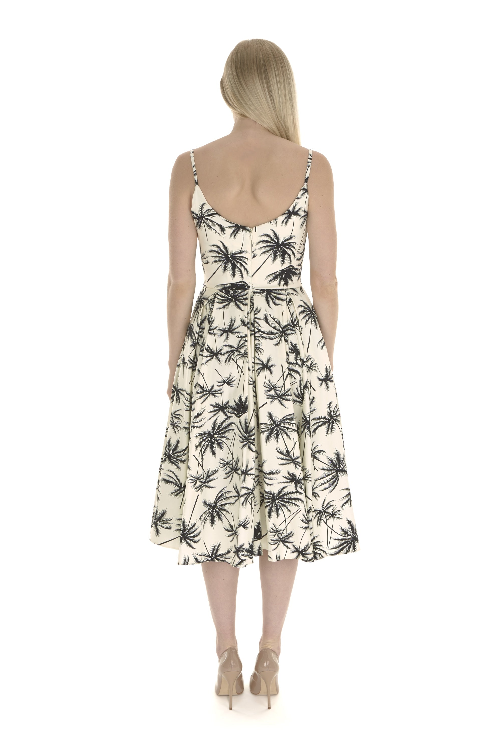 Priscilla Retro Palm Midi Dress