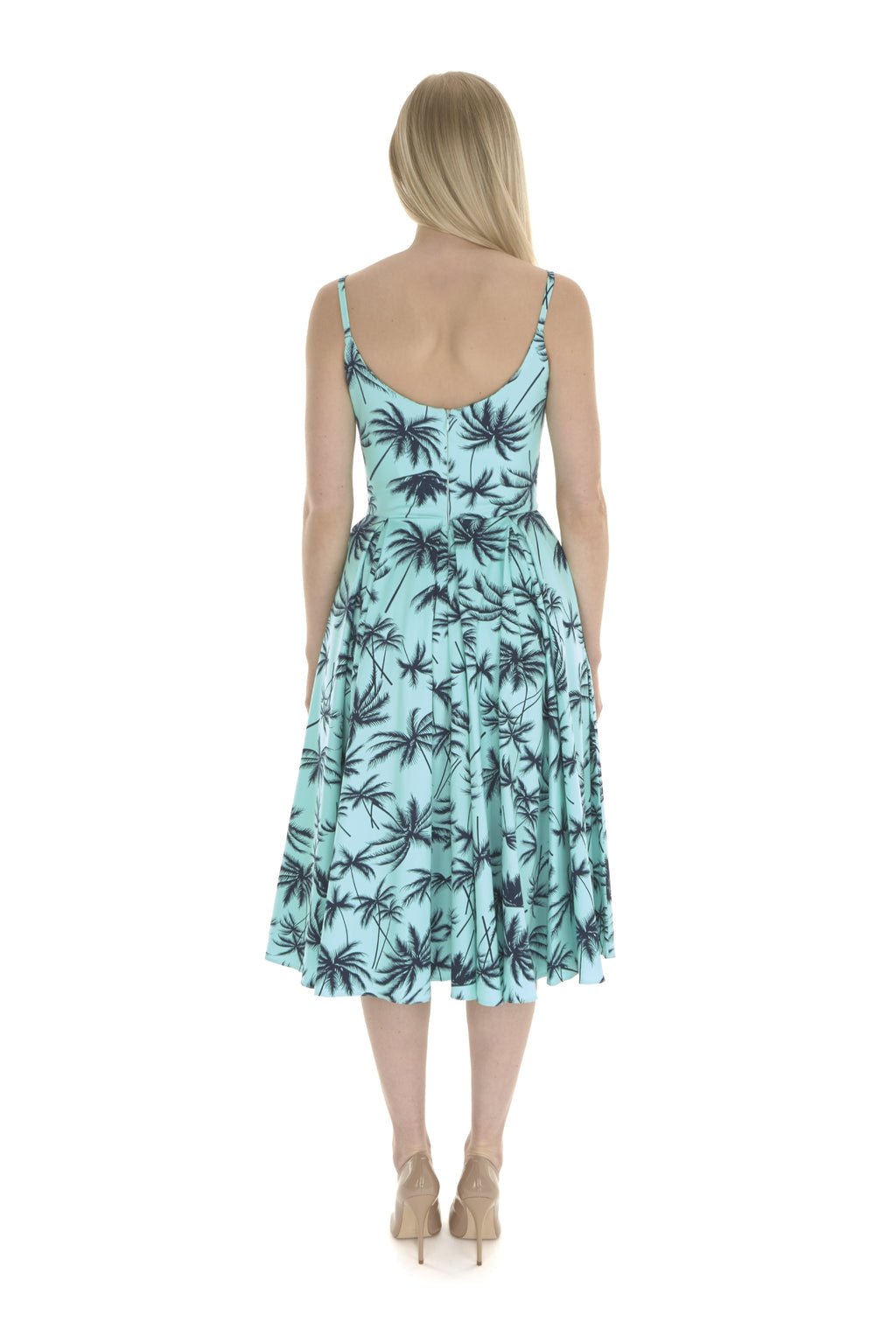 Priscilla Retro Palm Midi Dress
