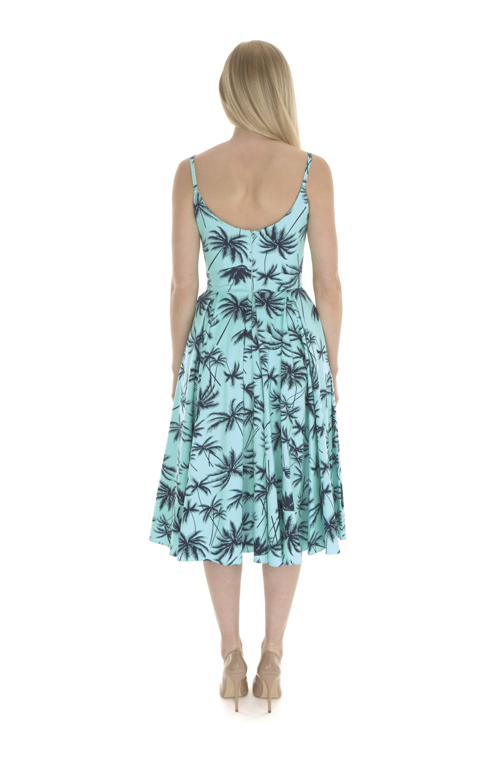 Priscilla Retro Palm Midi Dress