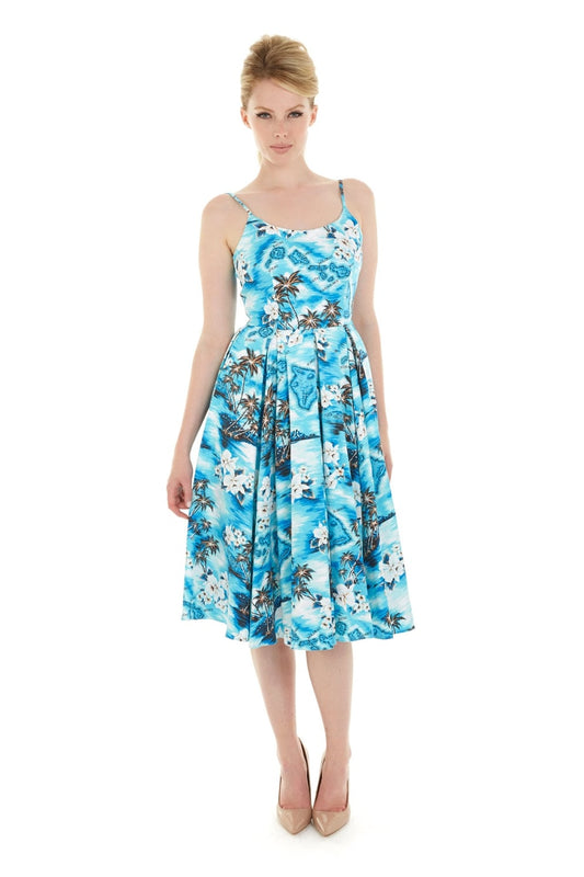 Priscilla Blue Hawaii Midi Dress