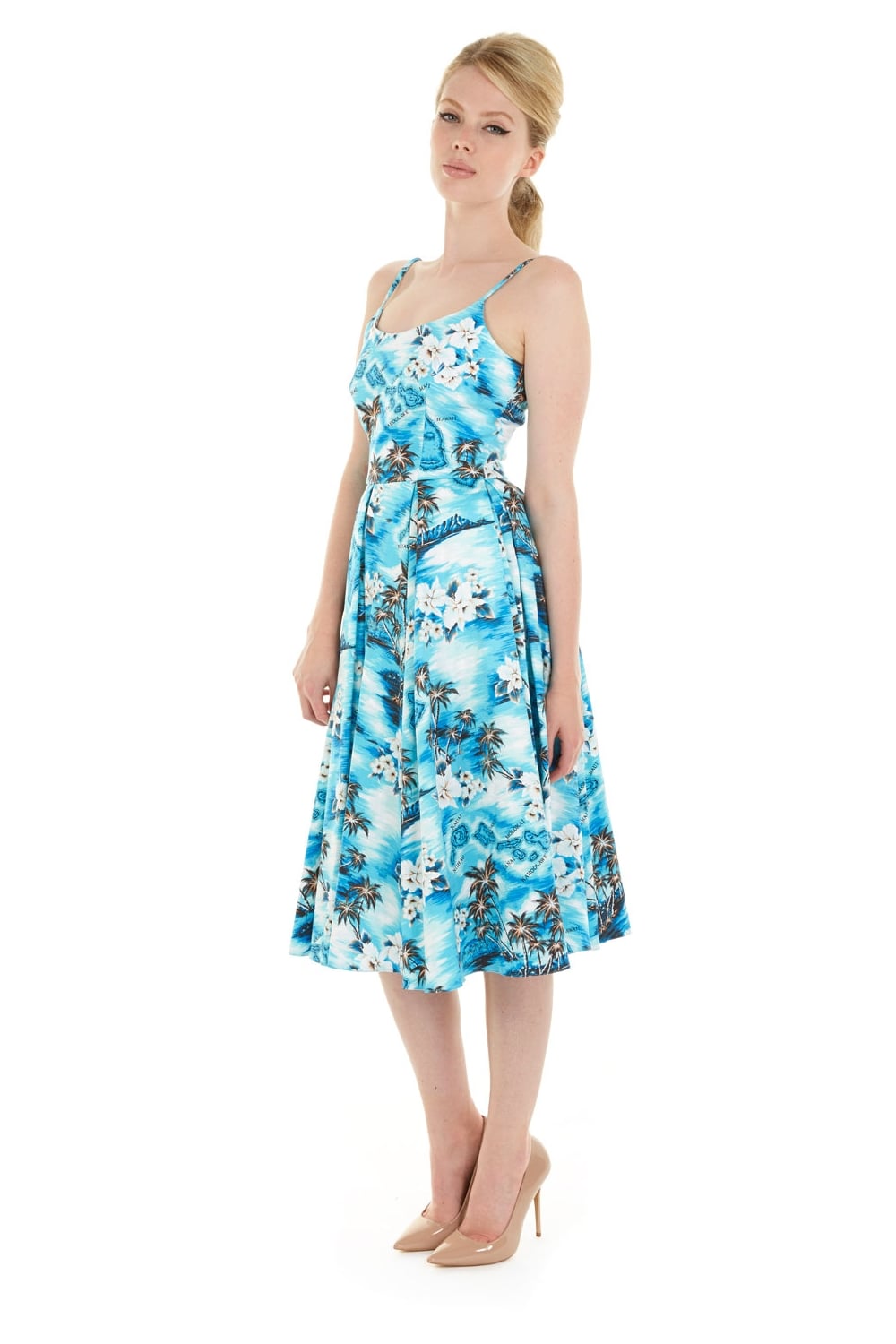 Priscilla Blue Hawaii Midi Dress