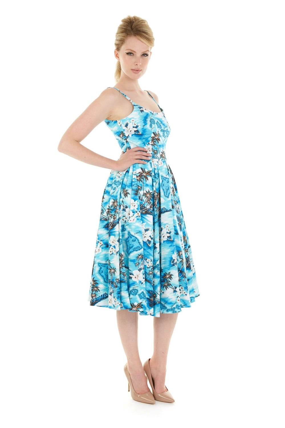 Priscilla Blue Hawaii Midi Dress