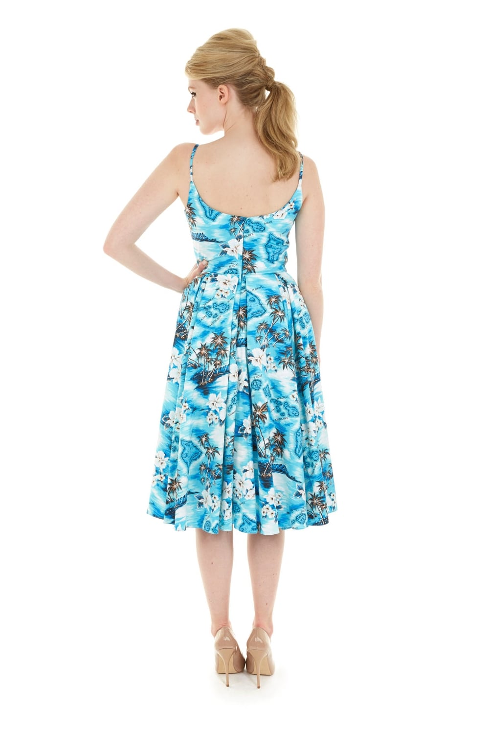 Priscilla Blue Hawaii Midi Dress