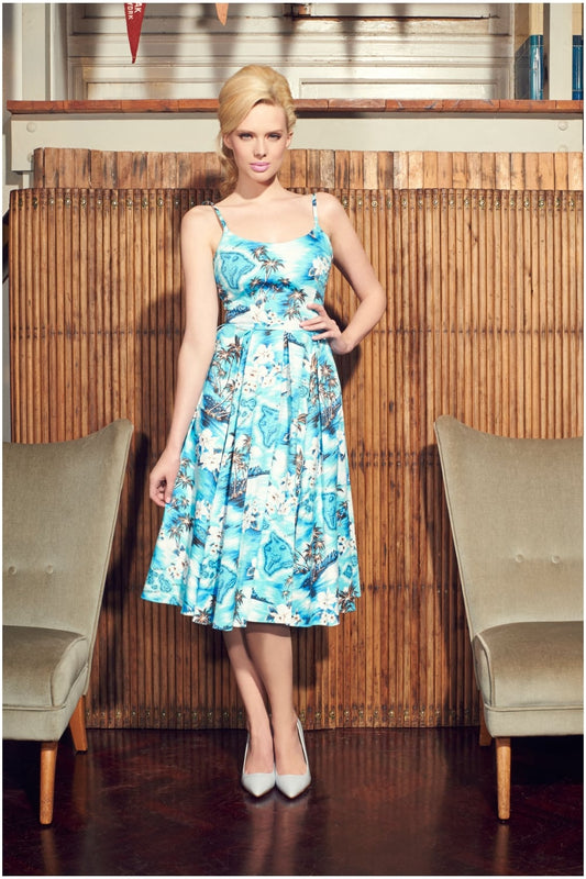 Priscilla Blue Hawaii Midi Dress
