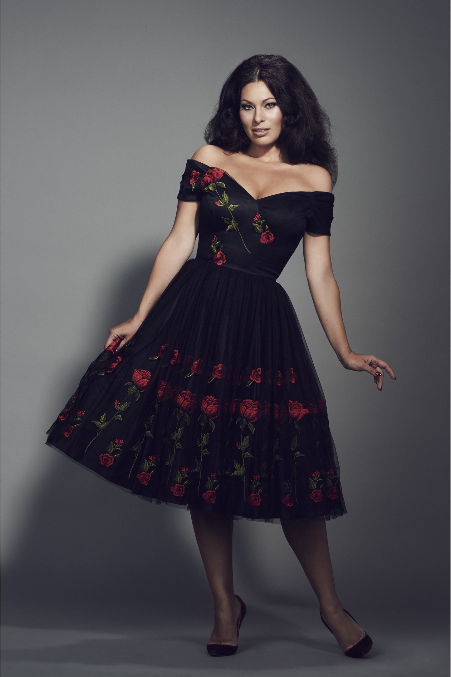 Fatale Embroidered Rose Prom Dress