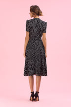 1940s Black Polka Dot Wrap Dress