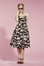 Priscilla Retro Palm Midi Dress