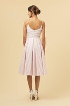 Priscilla Pink & White Candy Stripe Midi Dress