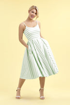 Priscilla Mint & White Candy Stripe Midi Dress