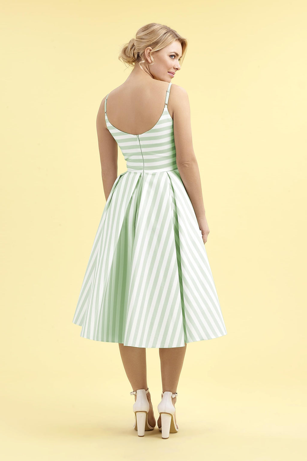 Priscilla Mint & White Candy Stripe Midi Dress