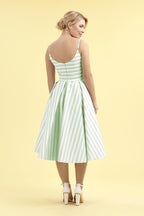 Priscilla Mint & White Candy Stripe Midi Dress