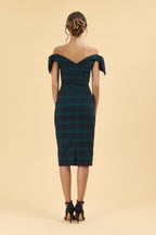 Tilly Tartan Off The Shoulder Pencil Dress