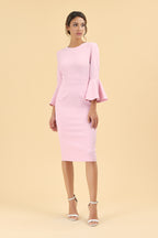 Gia Oversized Fluted Sleeve Pencil Dress