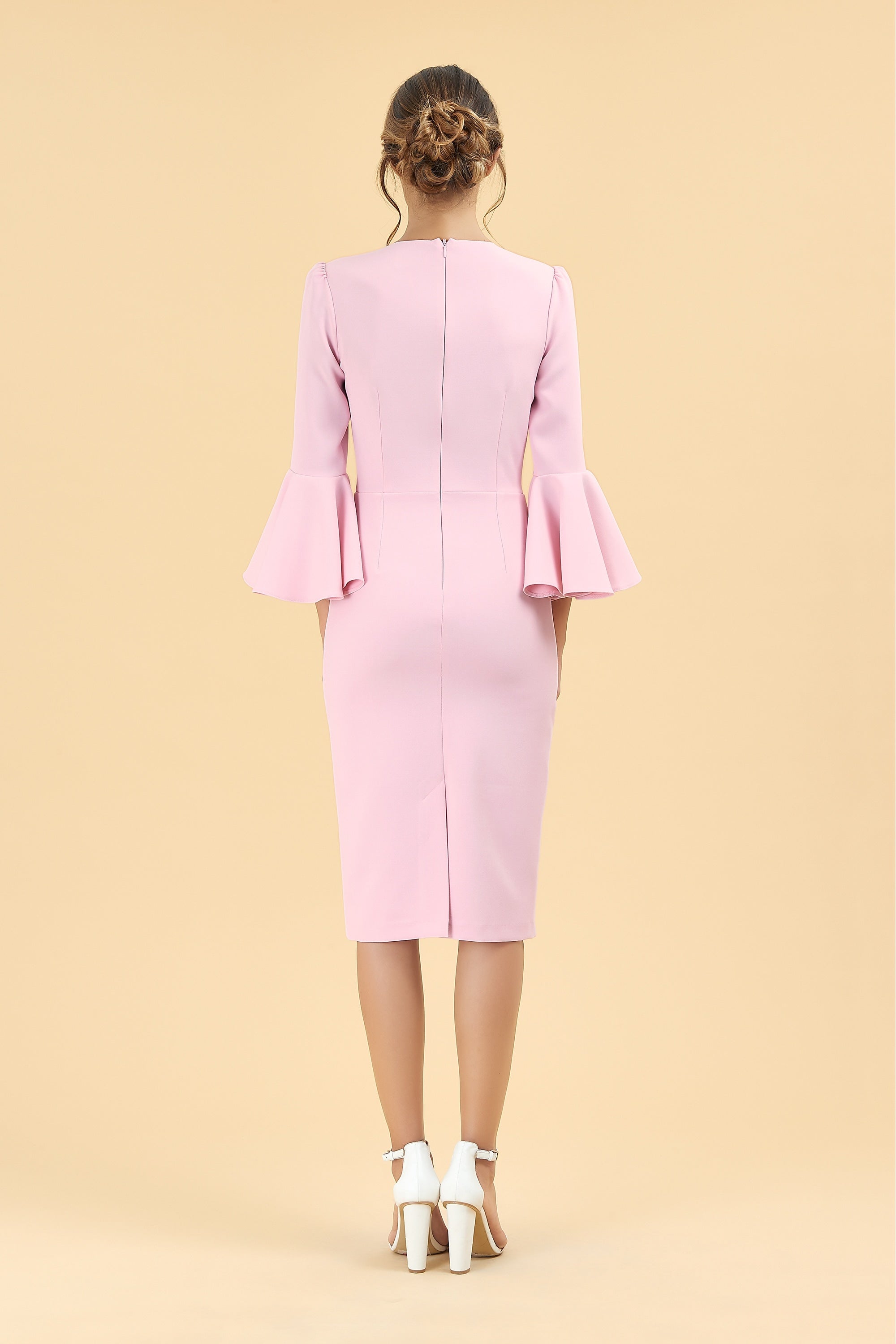 Gia Oversized Fluted Sleeve Pencil Dress