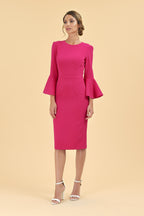 Gia Oversized Fluted Sleeve Pencil Dress