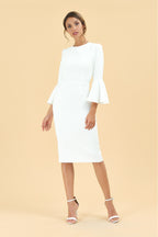 Gia Oversized Fluted Sleeve Pencil Dress